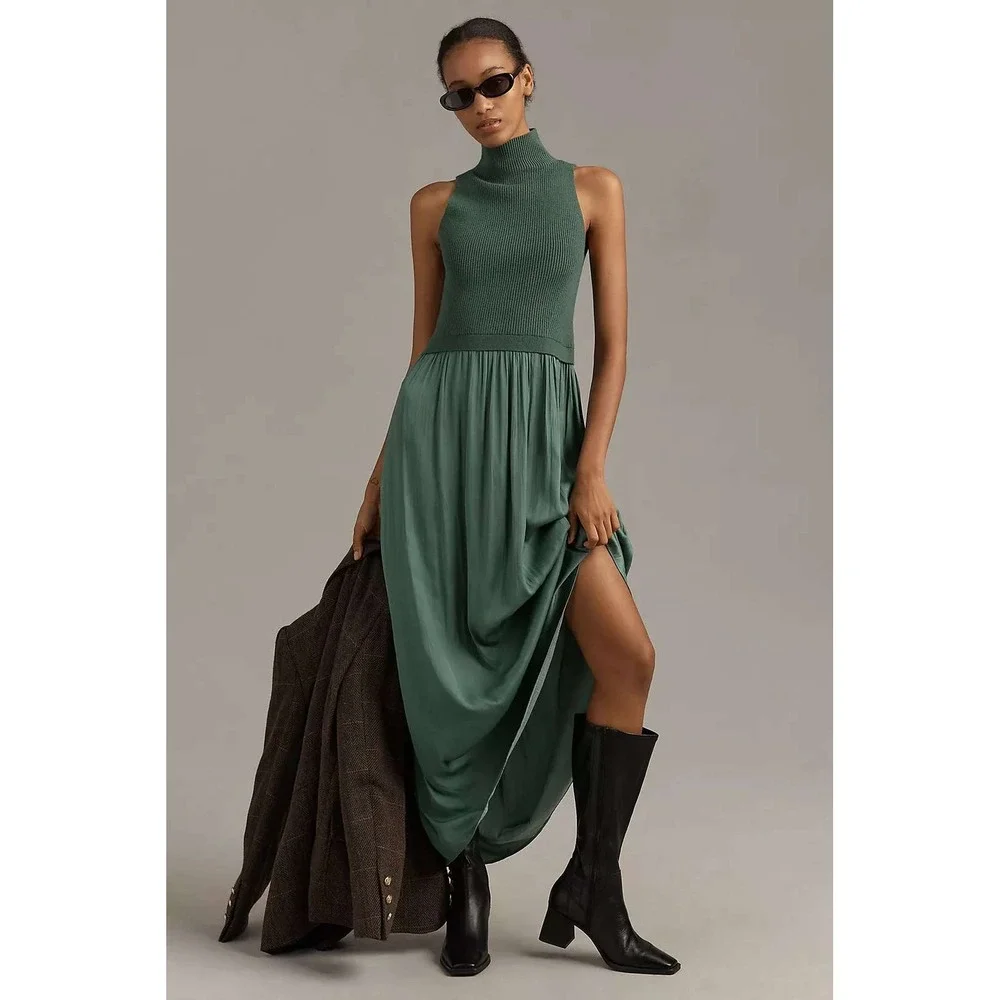 By Anthropologie - The Thea Mockable Sleeveless Midi Jumper Dress - Size Large L